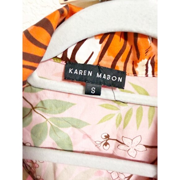 Karen Mabon Anthropologie Womens Tiger Blossom Silk Sleep Shirt Button Up Small - Picture 7 of 8